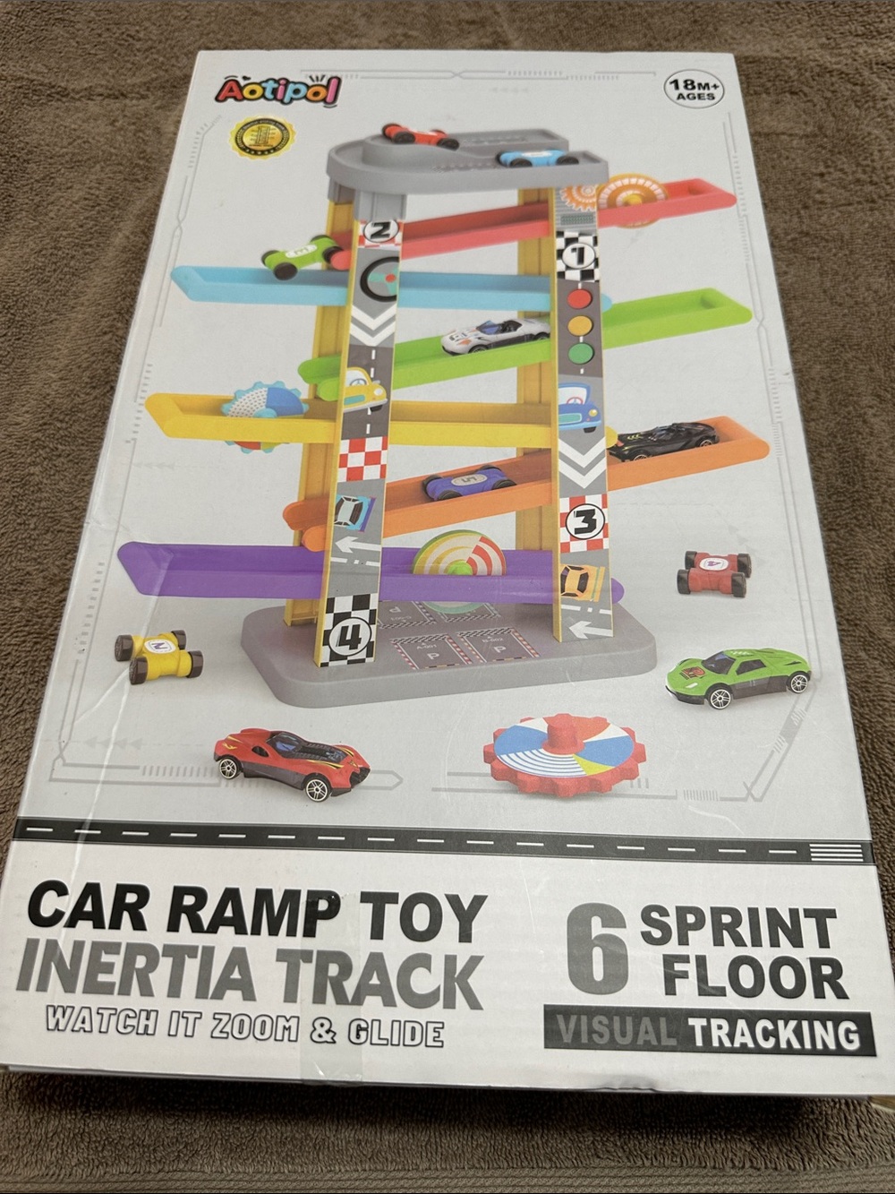 Kids Car Ramp Toy - Colorful Multi-Color Inertia Track